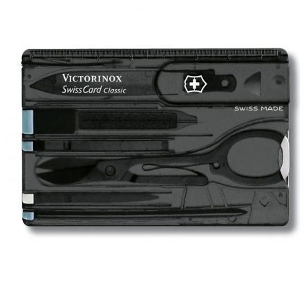 Швейцарская карточка Victorinox SwissCard Classic, 10 функций, корпус из черного полупрозрачного пластика
